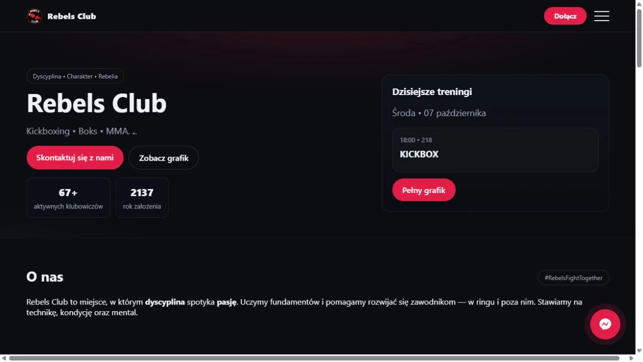 Rebels Club — podgląd projektu