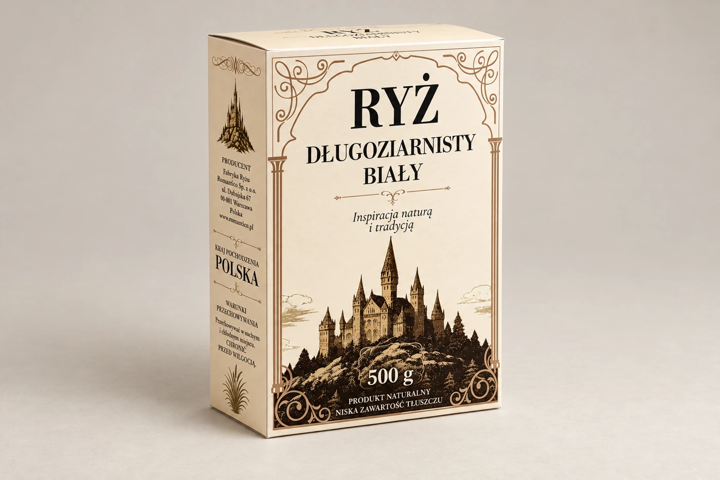 Wizualizacja złożonego pudełka na ryż na jednolitym tle — AI